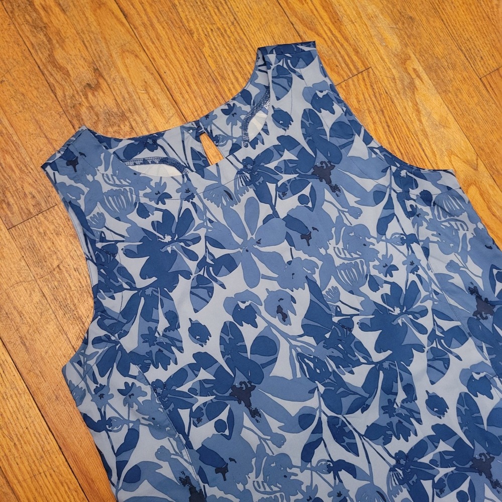 RipSkirt M Maxi Dress Blue Floral Sleeveless Quick Dry Tropical Travel Beach - Picture 2 of 6